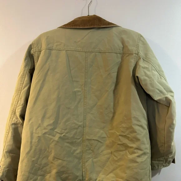 L.L. Bean Olive Khaki Field Jacket with Brown Corduroy Collar vintage from 90s - Picture 9 of 10
